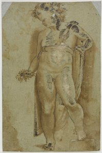 Putto tenant des fleurs