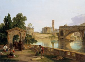 Le Tibre avec le temple de Vesta, 1828 - Penry Williams