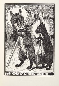 Le Chat et le Renard, des Fables de Fontaine, pub. 1905