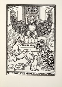 Le Renard, le Singe et les Animaux, des Fables de Fontaine, pub. 1905