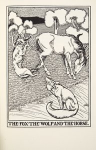 Le Renard, le Loup et le Cheval, des Fables de Fontaine, pub. 1905