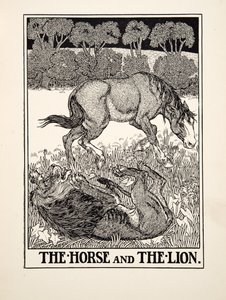 Le Cheval et le Lion, de Cent Fables d