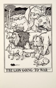 Le Lion partant en guerre, des Fables de La Fontaine, pub. 1905 - Percy J. Billingshurst