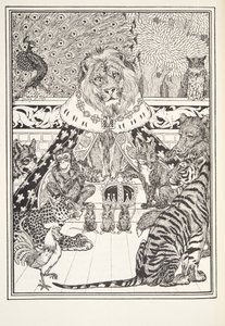Le Lion et ses associés, Frontispice, des Fables de Fontaine, pub. 1905 - Percy J. Billingshurst