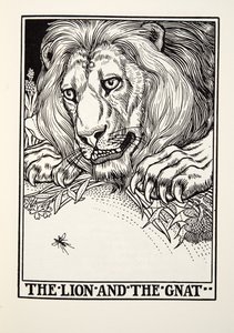 Le Lion et le Moucheron, des Fables de La Fontaine, pub. 1905