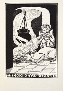 Le Singe et le Chat, des Fables de Fontaine, pub. 1905