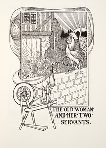 La Vieille Femme et ses Deux Servantes, des Fables de Fontaine, pub. 1905 (gravure) - Percy J. Billingshurst