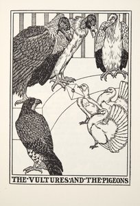 Les Vautours et les Pigeons, des Fables de Fontaine, pub. 1905 - Percy J. Billingshurst