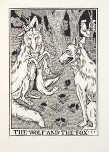 Le Loup et le Renard, des Fables de Fontaine, pub. 1905 - Percy J. Billingshurst