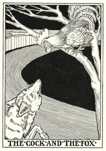 Fables de La Fontaine : Le coq et le renard (lithographie) - Percy James Billinghurst