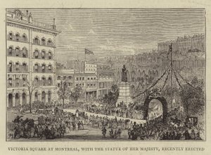 Place Victoria à Montréal, avec la statue de Sa Majesté, récemment érigée - Percy William Justyne