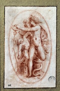 Apollon et Hyacinthe. Dessin à la sanguine par Pietro Buonaccorsi (1500-1546/47) également connu sous le nom de Pierino del Vaga - Perino del Vaga