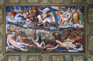 Zeus frappant les Géants rebelles (la Chute des Géants) dans la Salle de Jupiter - Perino del Vaga