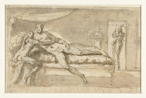 Amour et Psyché dans une pièce - Perino del Vaga (possibly)