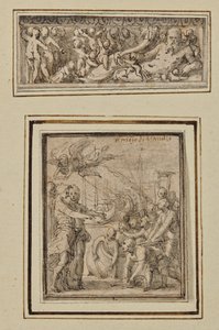 Dieu de la rivière entouré de putti; et Triomphe de Marcus Furius Camillus - Perino del Vaga