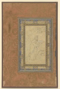 Un vieil homme porte un bol, vers 1610-15 - Persian School