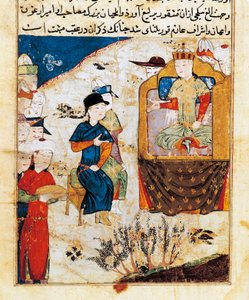 Audience de Mongka (ou Mongke ou Mangu Khan) (mort en 1259) Miniature tirée de 
