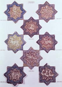 Huit carreaux décorés d
