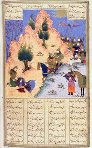 Iskandar réconfortant le mourant Dara, du Shanaman de Firdawsi, c.1440-45 - Persian School