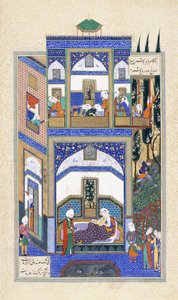 Mihrab entend la folie de Rudabeh, vers 1500-1540s - Persian School