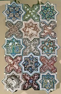Panneau de carreaux, Kashan, Iran central, vers 1250-1300 (céramique frittée) - Persian School