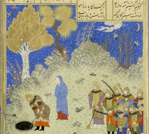 (détail) Rustam sauve Bîzhan du puits, illustration du Shahnama (Livre des Rois) - Persian School
