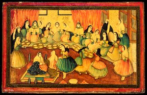 Fête sociale de dames persanes, moitié d