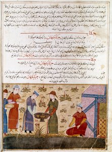 Représentation de Gengis Khan faisant des alliances - Persian School