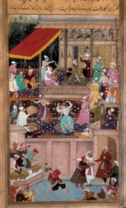 Scène de danses, musique, divertissement à la cour d