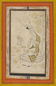 Shah Tahmasp I assis sur un rocher, dynastie safavide