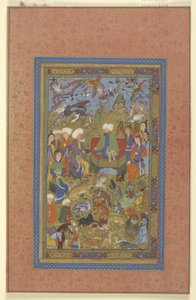Sulayman et Bilqis sur leur trône, c.1590-1600 - Persian School