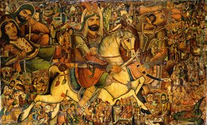 La Bataille de Kerbala, 19ème siècle - Persian School