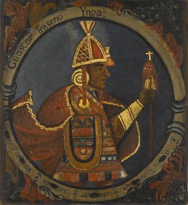 Tupac Cusi Hualpa (Huascar) 13ème roi Inca, milieu du 18ème siècle - Peruvian School