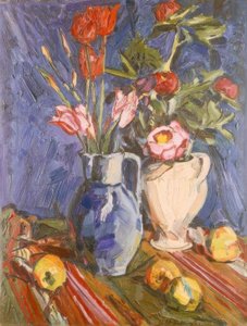Nature morte avec fleurs et pommes