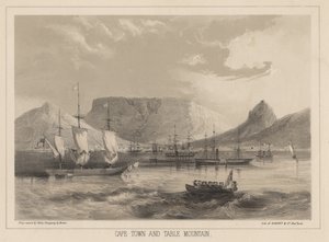 Le Cap et la Montagne de la Table, lithographie par Sarony et Co.
