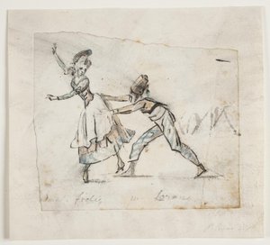 Anine Frölich et Pierre Jean Laurent dans une scène du ballet "Le camp des gitans" de Galeotti, Théâtre royal danois - Peter Cramer