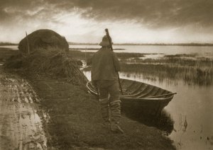 Homme des marais en route pour couper du Schoof-stuff, vers 1886