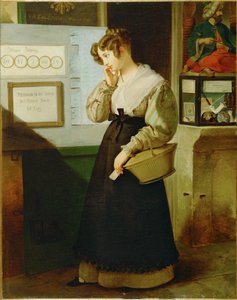 Maedchen vor einem Lotteriegewoelbe - Fille devant un magasin de loterie ... (peinture sur toile) - Peter Fendi