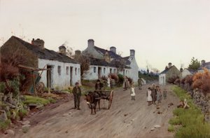 Un village gallois - Soir, vers 1890-1910