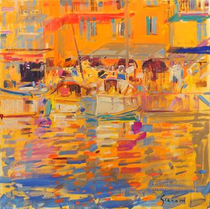 Bateaux dans le Port Saint-Tropez - Peter Graham (Contemporary)