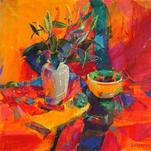 Lys sur fond rouge, 2012