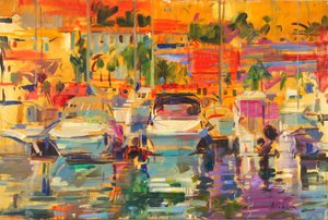 Port de la Riviera au soleil - Peter Graham (Contemporary)