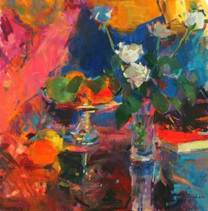 Nature morte avec roses blanches
