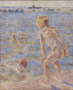 Garçons se baignant. Fjord de Fåborg