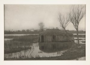Une Maison-Bateau en Roseau, Planche XXXI de Vie et Paysage sur les Planches de Norfolk - Peter Henry Emerson