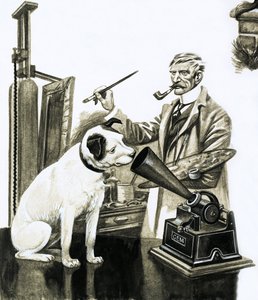 Artiste peignant le chien écoutant un gramophone - Peter Jackson