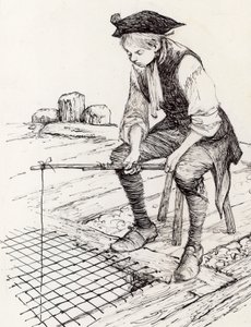 Garçon pêchant à la chapelle Saint-Thomas sur le vieux pont de Londres - Peter Jackson