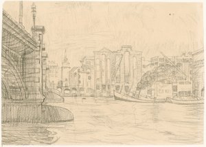 Entrepôts incendiés près du pont de Blackfriars, 1941 - Peter Jackson