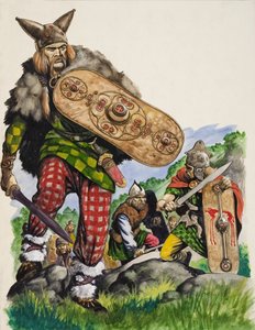 Guerriers celtiques (gouache sur papier)