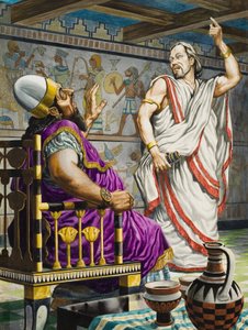 Ehud tenant le poignard avec lequel il tuera le roi moabite Eglon (gouache sur papier)